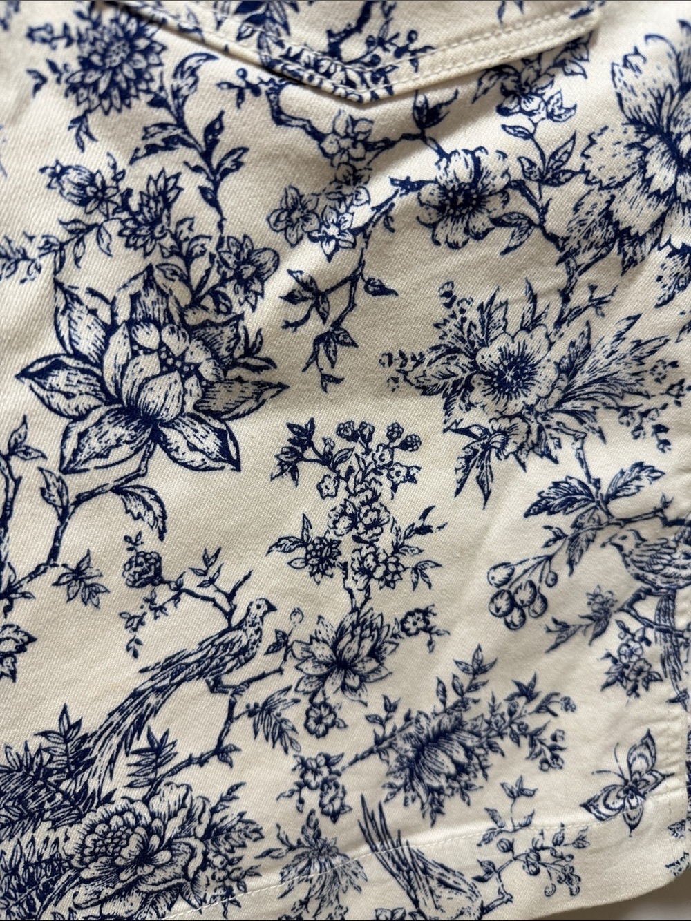 Talbots Womens Toile Bird Nature Blue White Mini Skirt 10 Nautical Preppy Artsy - Picture 5 of 8